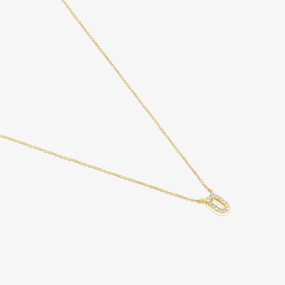Collaret curt d'or i 0,05 ct de diamants lletra O Alphabet