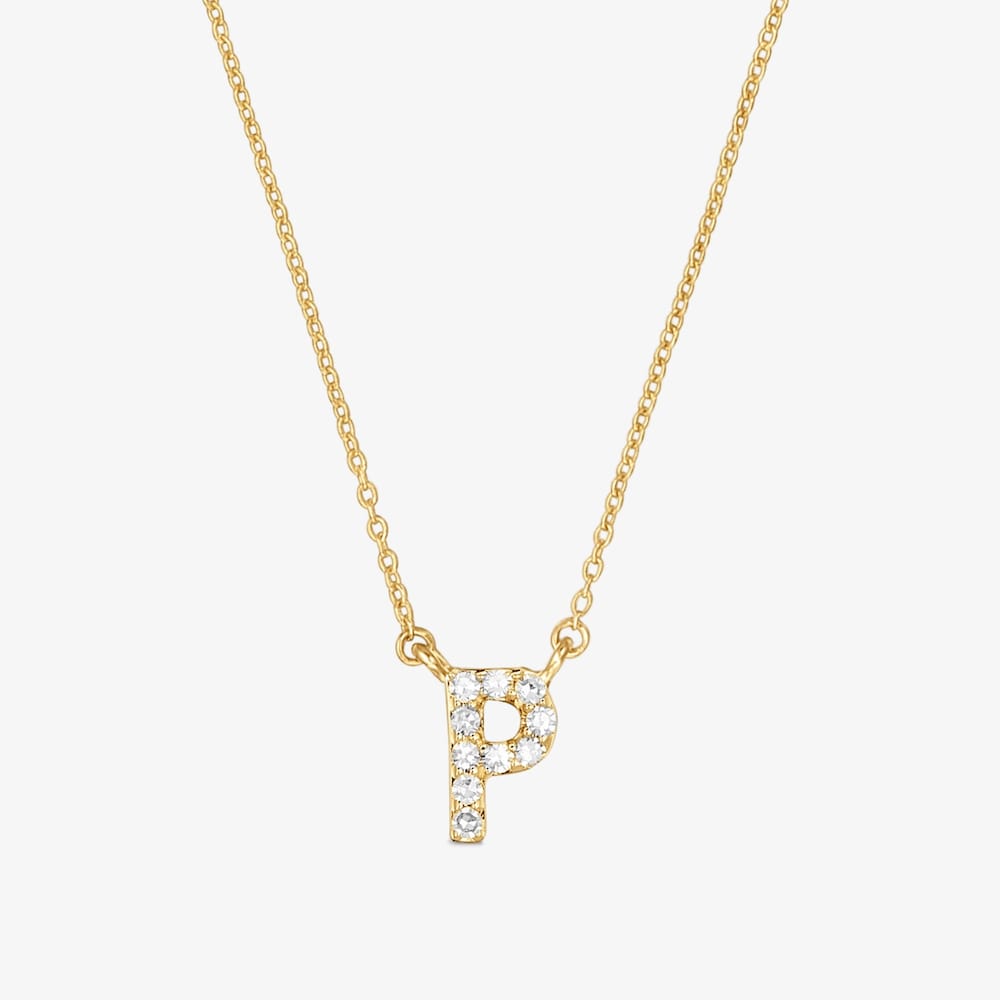 Collana corta in oro e diamanti da 0,05&nbsp;ct lettera P Alphabet