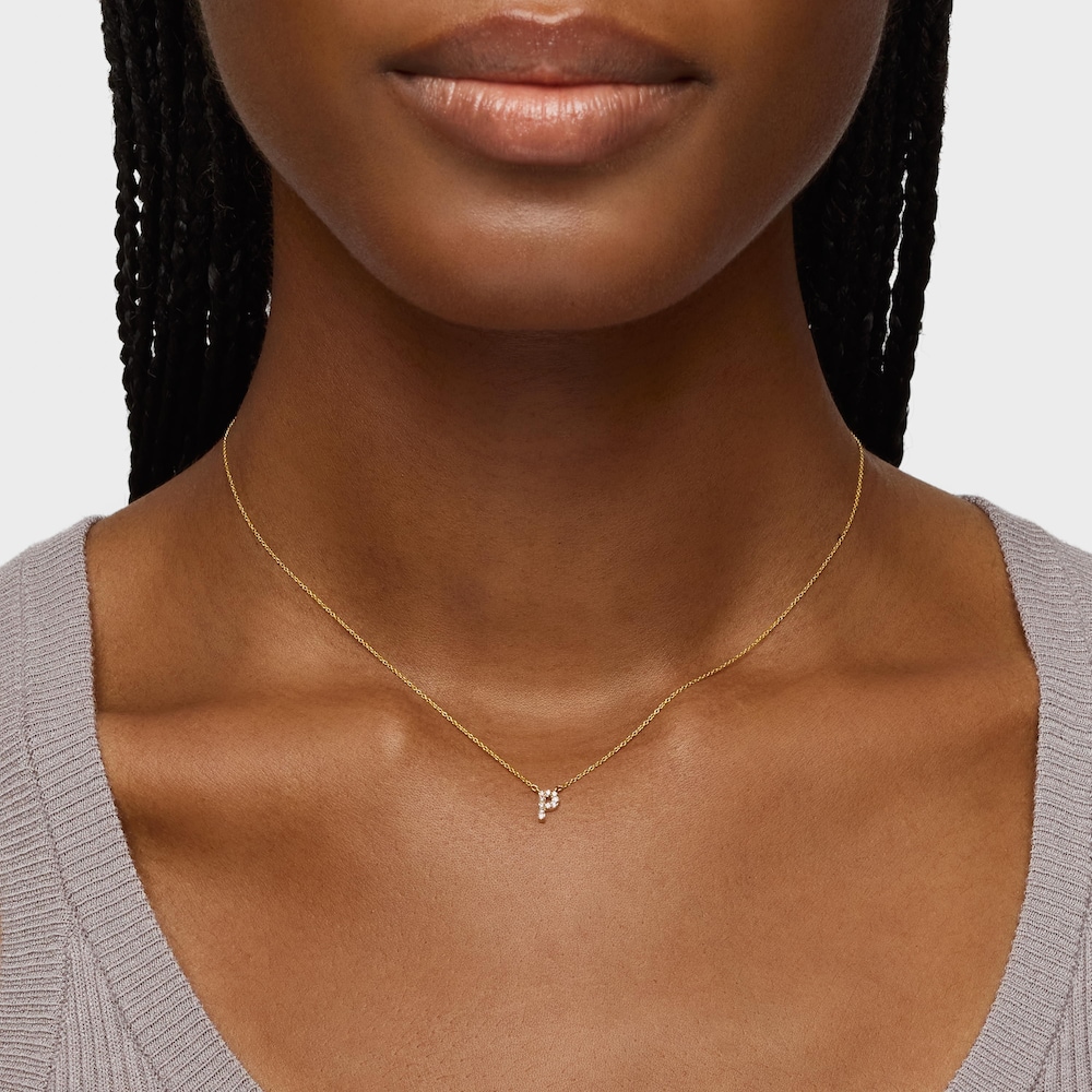 Collana corta in oro e diamanti da 0,05&nbsp;ct lettera P Alphabet