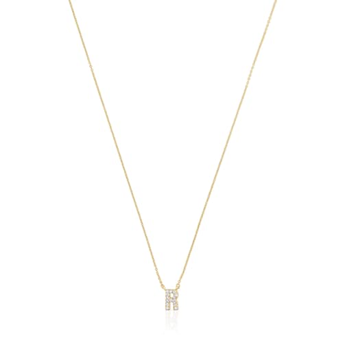 Collar corto de oro y 0,05 ct de diamantes letra R Alphabet