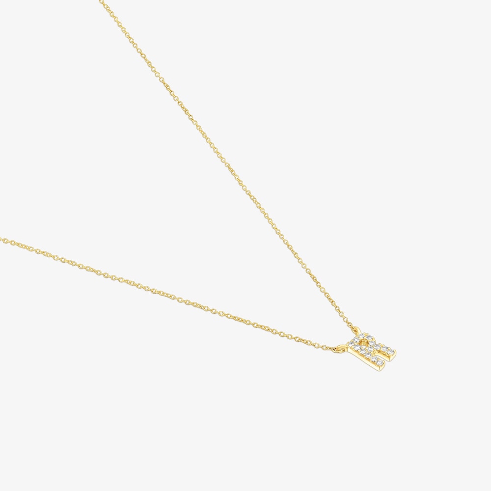 Collar corto de oro y 0,05 ct de diamantes letra R Alphabet