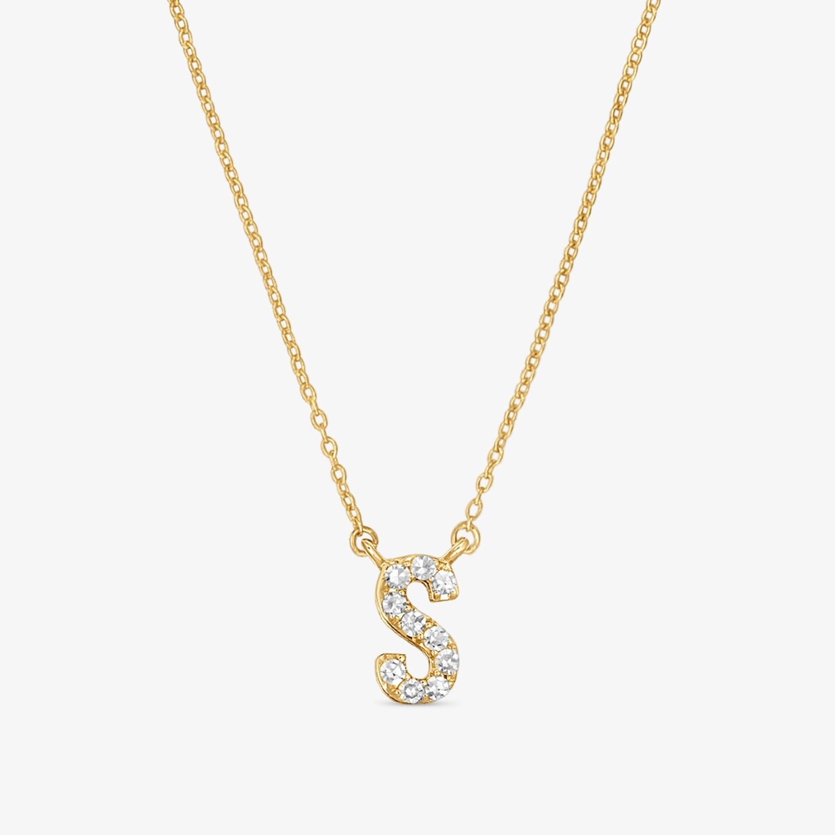 Kurze Halskette Alphabet Aus Gold Mit Dem Buchstaben S Und 0,05 Ct Diamanten