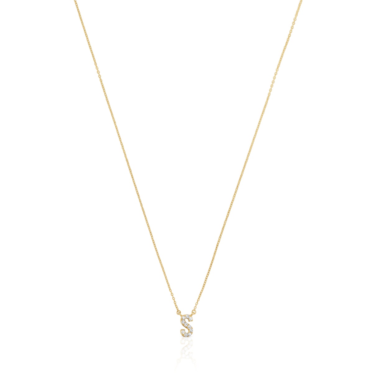 Collar corto de oro y 0,05 ct de diamantes letra S Alphabet