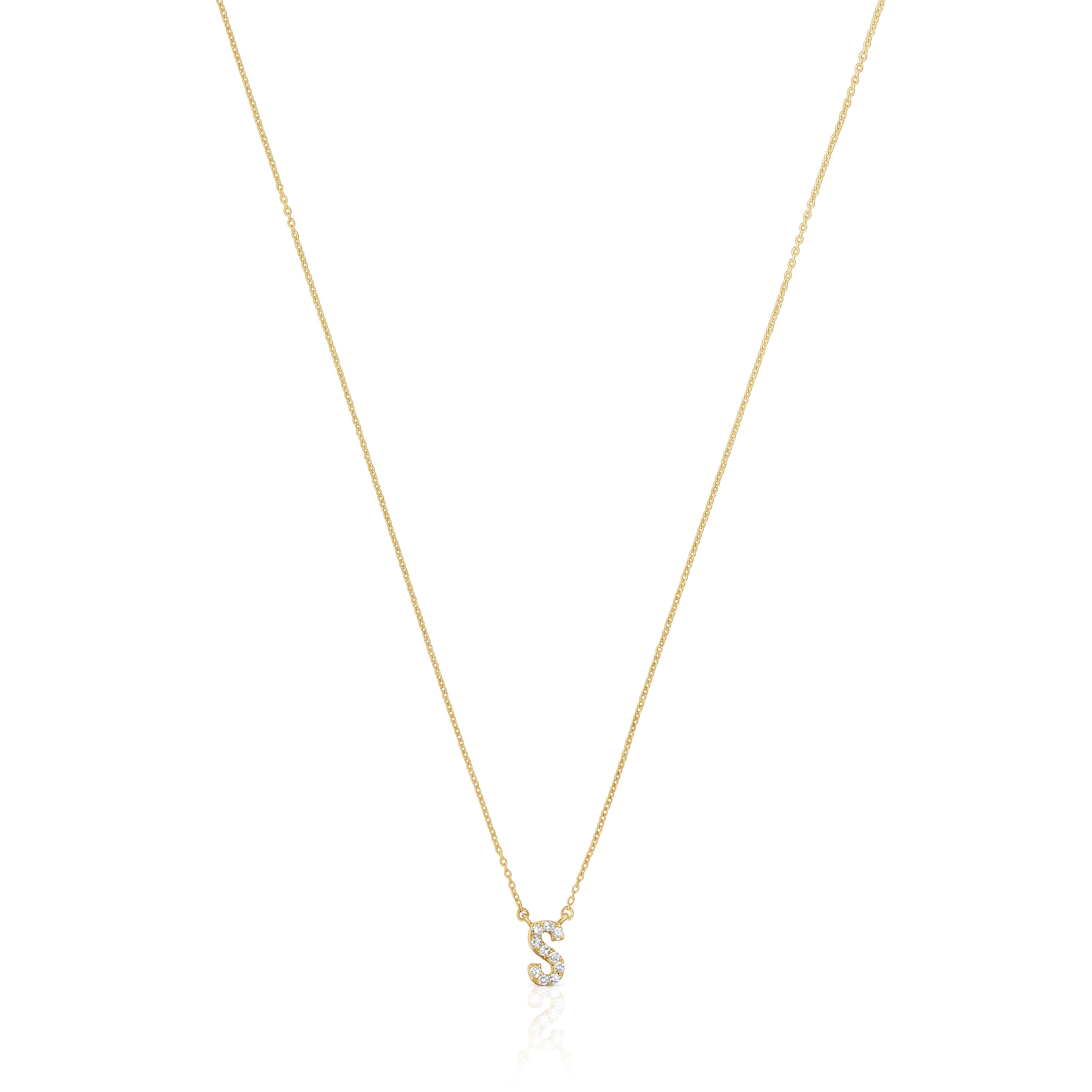 Collar corto de oro y 0,05 ct de diamantes letra S Alphabet