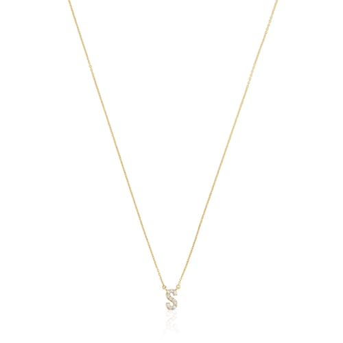 Collar corto de oro y 0,05 ct de diamantes letra S Alphabet