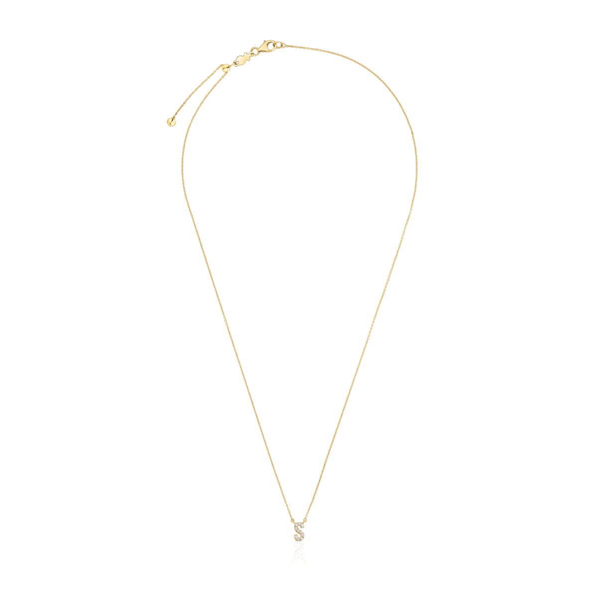 Collar corto de oro y 0,05 ct de diamantes letra S Alphabet