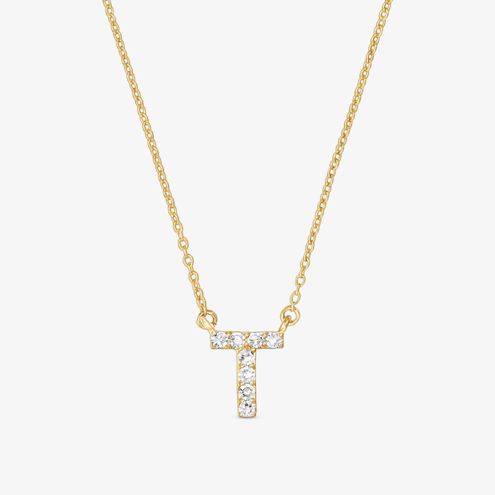 Kr&aacute;tky zlat&yacute; N&aacute;hrdeln&iacute;k s&nbsp;p&iacute;smenom T s&nbsp;0,05&nbsp;kt diamantmi Alphabet