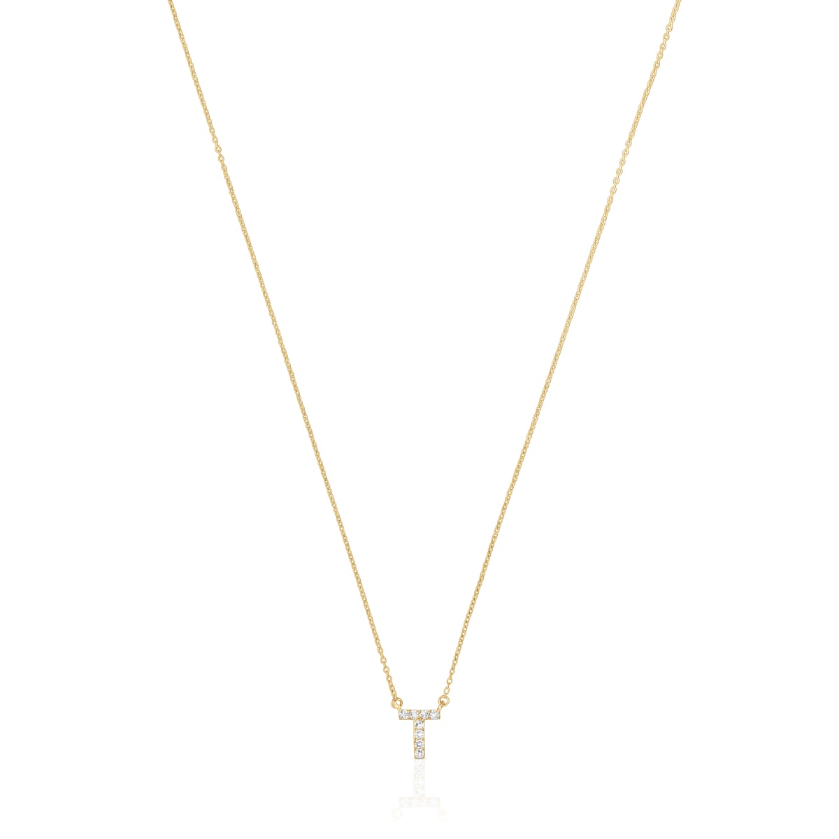 Tous - Collar Corto De Oro Y 0,05 Ct De Diamantes Letra T Alphabet - Transparente