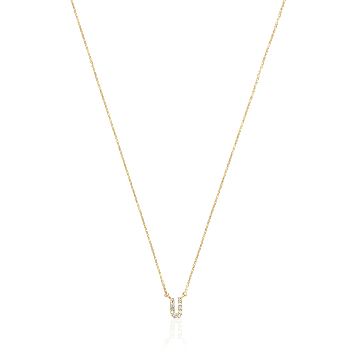 Short gold letter U Necklace with 0,05 ct diamonds Alphabet