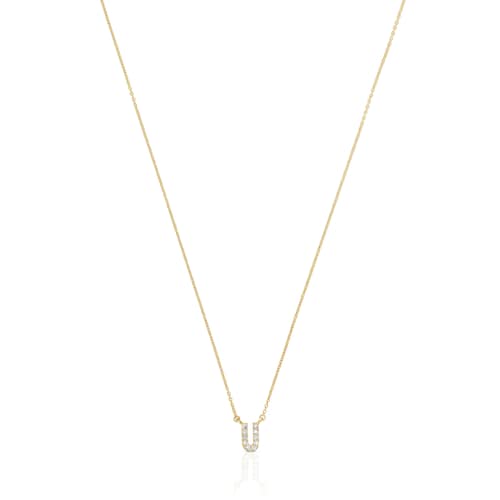 Collar corto de oro y 0,05 ct de diamantes letra U Alphabet