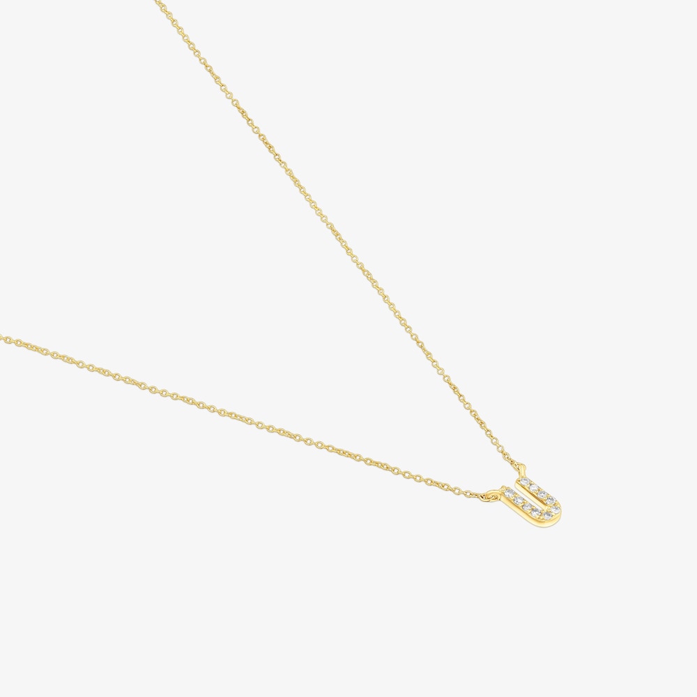 Kr&aacute;tky zlat&yacute; N&aacute;hrdeln&iacute;k s&nbsp;p&iacute;smenom U s&nbsp;0,05&nbsp;kt diamantmi Alphabet