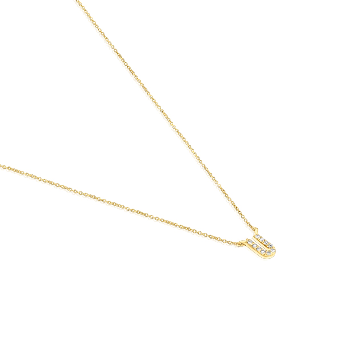 Short gold letter U Necklace with 0,05 ct diamonds Alphabet