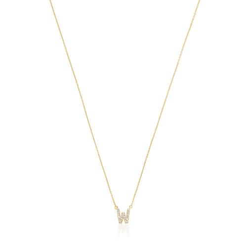 Collar corto de oro y 0,05 ct de diamantes letra W Alphabet