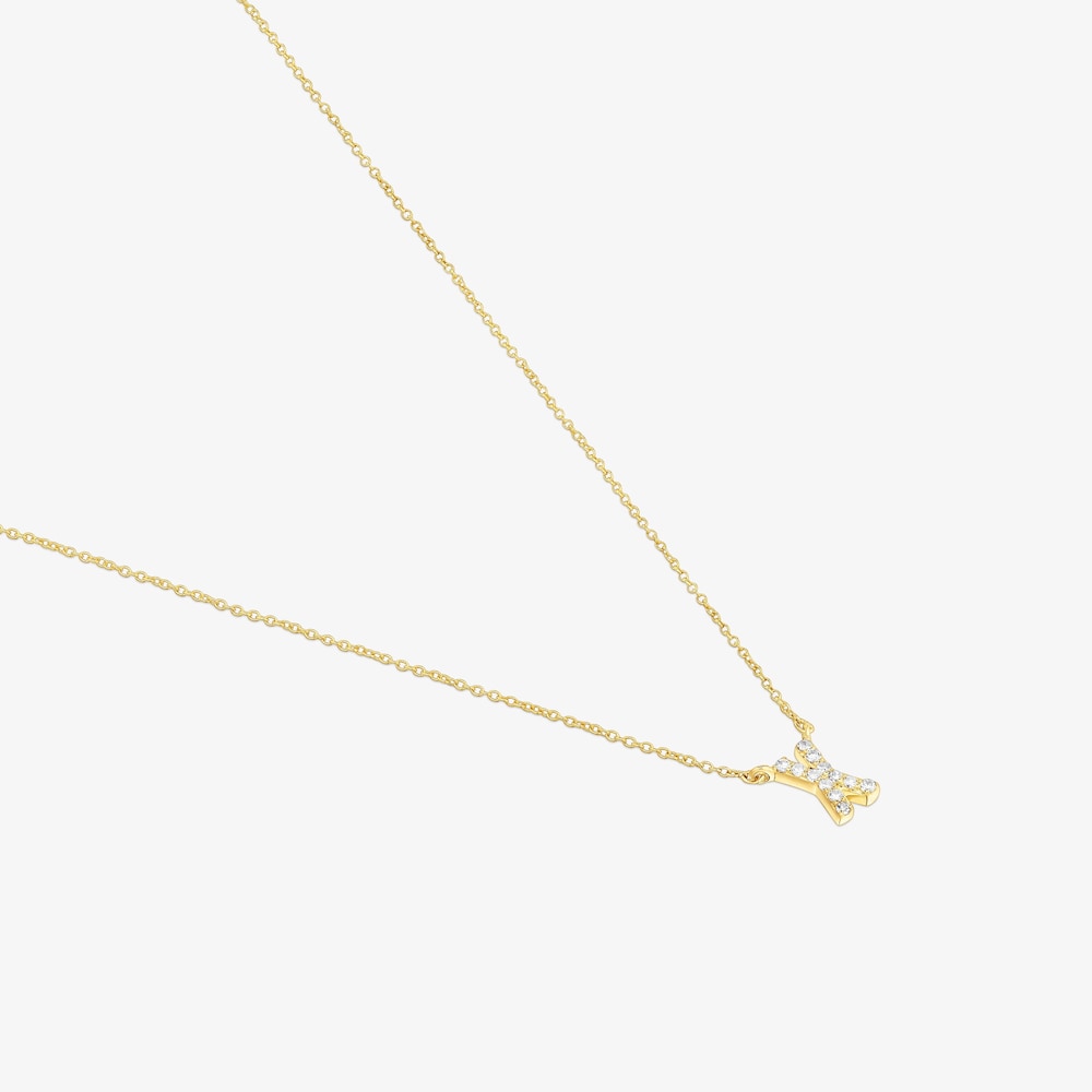 Kr&aacute;tky zlat&yacute; N&aacute;hrdeln&iacute;k s&nbsp;p&iacute;smenom X s&nbsp;0,05&nbsp;kt diamantmi Alphabet