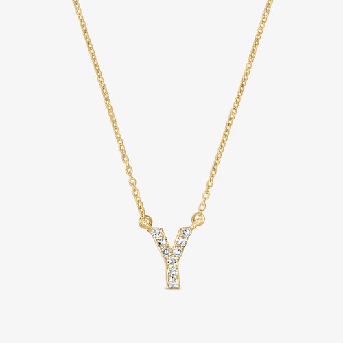 Kr&aacute;tk&yacute; zlat&yacute; N&aacute;hrdeln&iacute;k Alphabet s&nbsp;p&iacute;smenem Y a diamanty o&nbsp;hmotnosti 0,05&nbsp;kar&aacute;tu