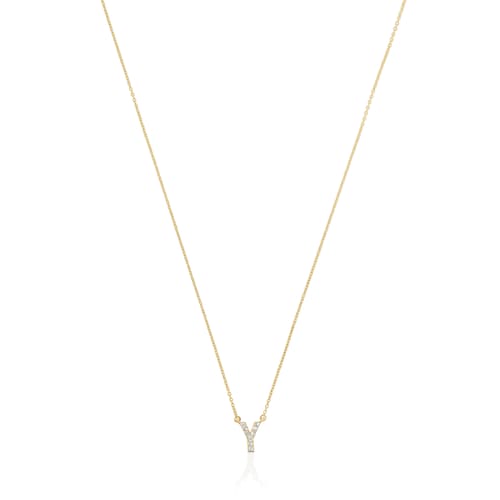 Collar corto de oro y 0,05 ct de diamantes letra Y Alphabet