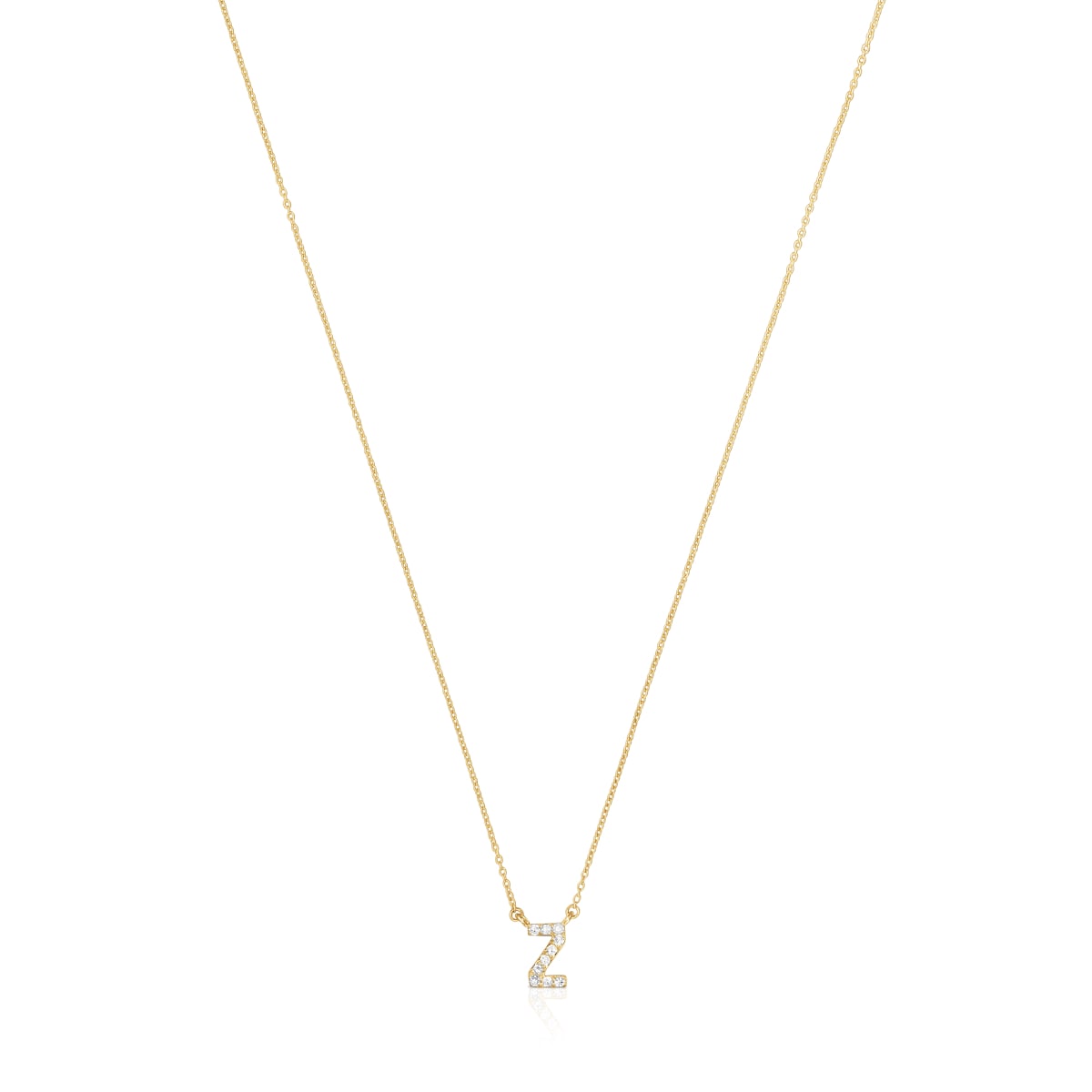 Short gold letter Z Necklace with 0,05 ct diamonds Alphabet
