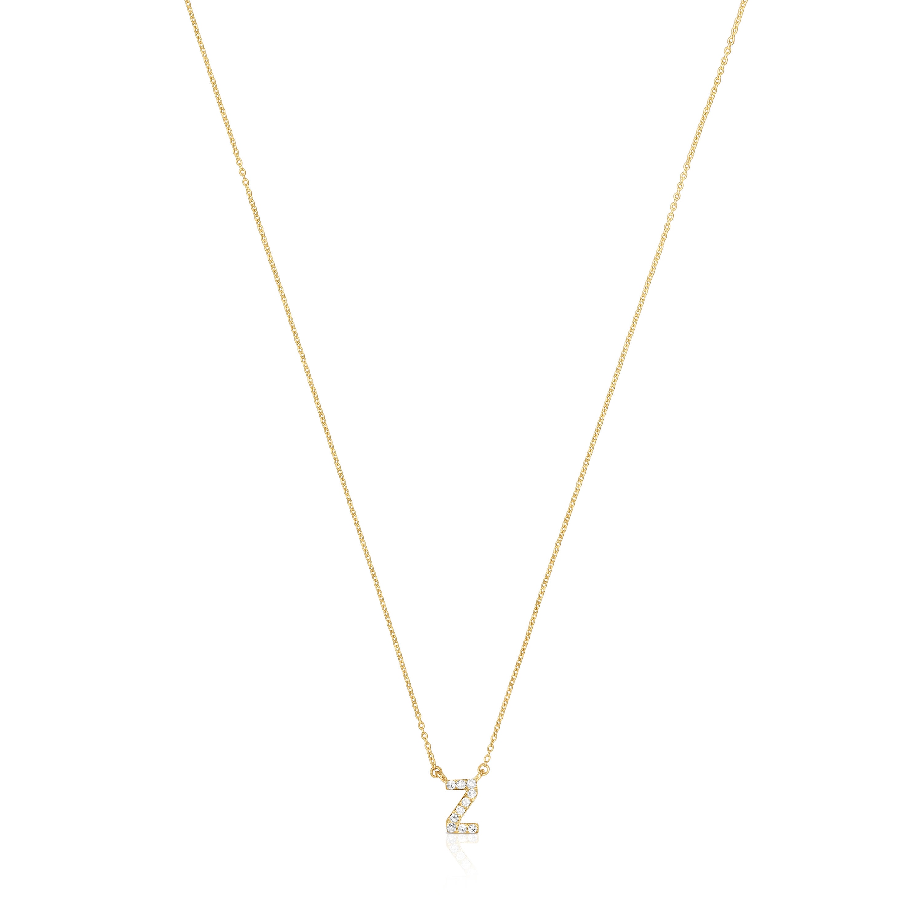 Short gold letter Z Necklace with 0,05 ct diamonds Alphabet