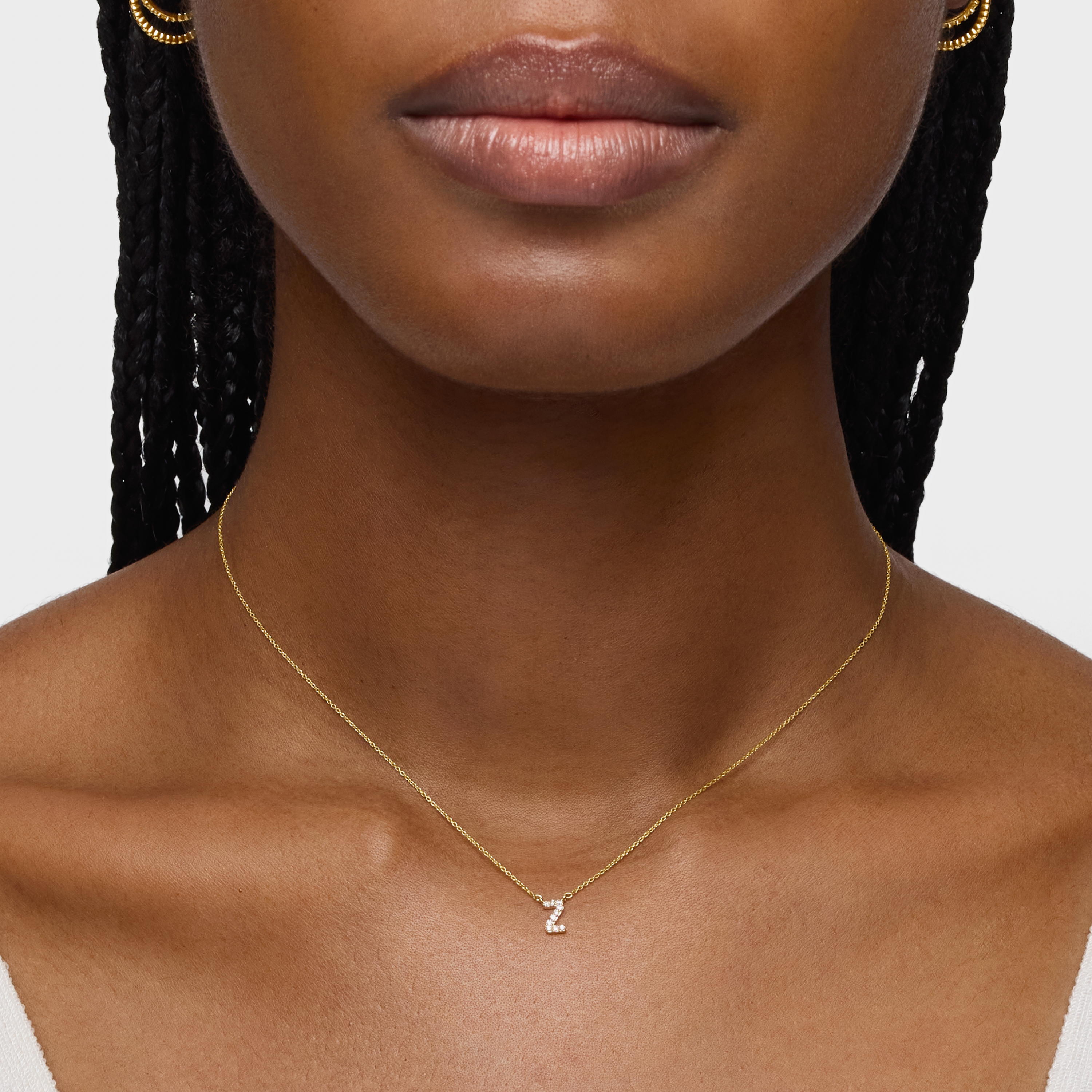 Short gold letter Z Necklace with 0,05 ct diamonds Alphabet