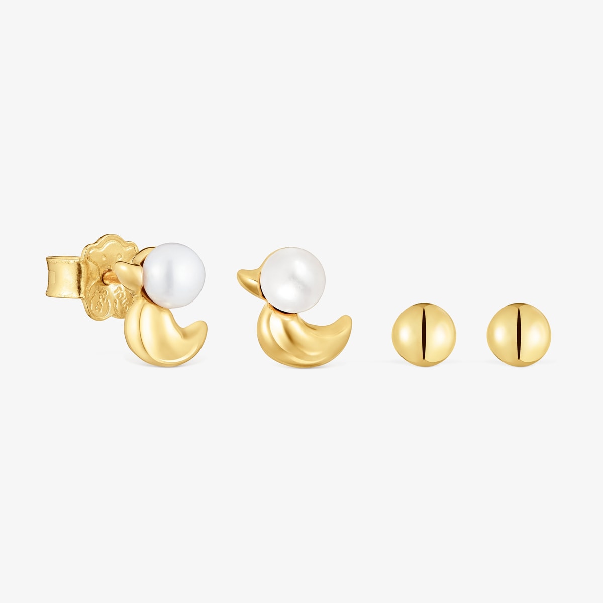 Ohrring-Set Virtual Garden Aus 18 Kt Vergoldetem Silber Mit Enten-Motiv Und Zuchtperlen