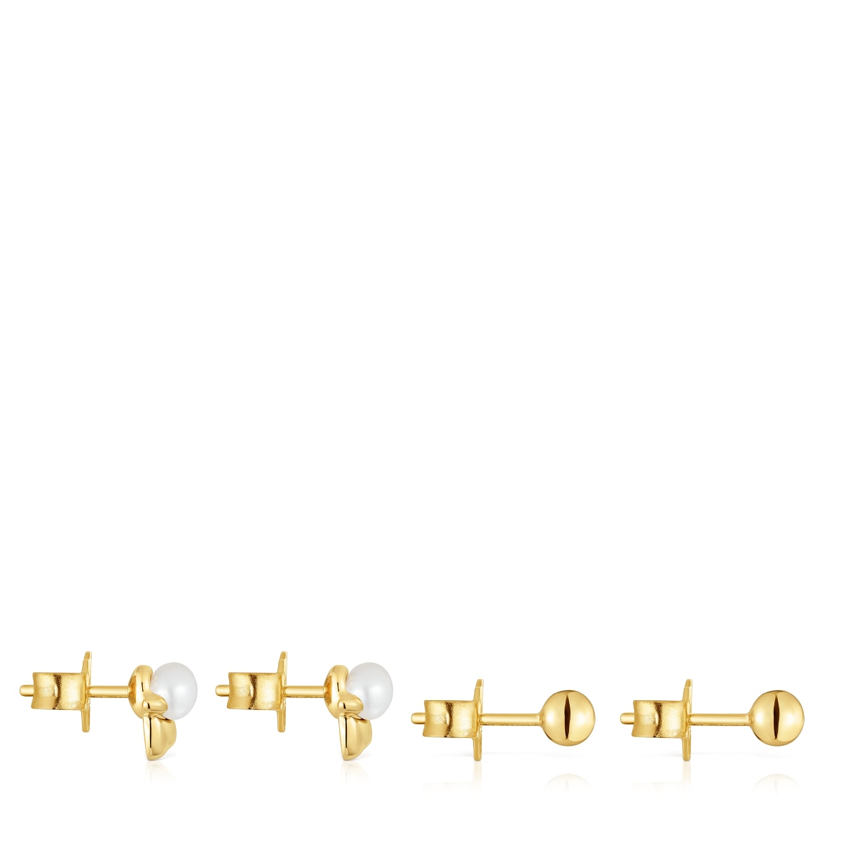 18kt gold plating over silver set of Earrings with duck motif and cultured pearls Virtual Garden