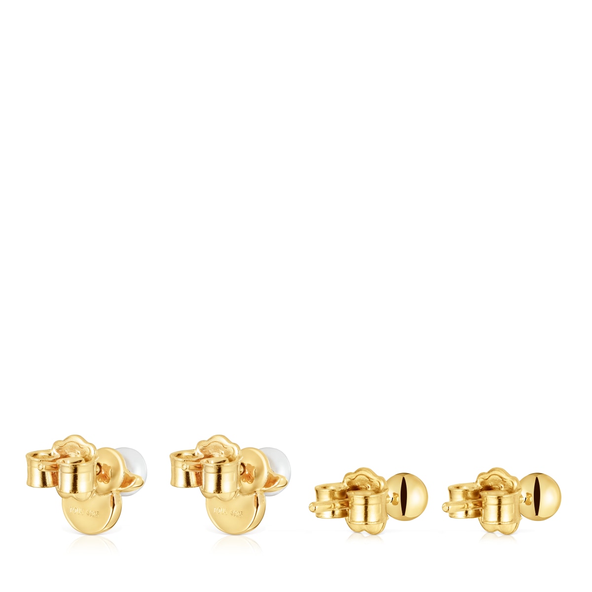 18kt gold plating over silver set of Earrings with duck motif and cultured pearls Virtual Garden