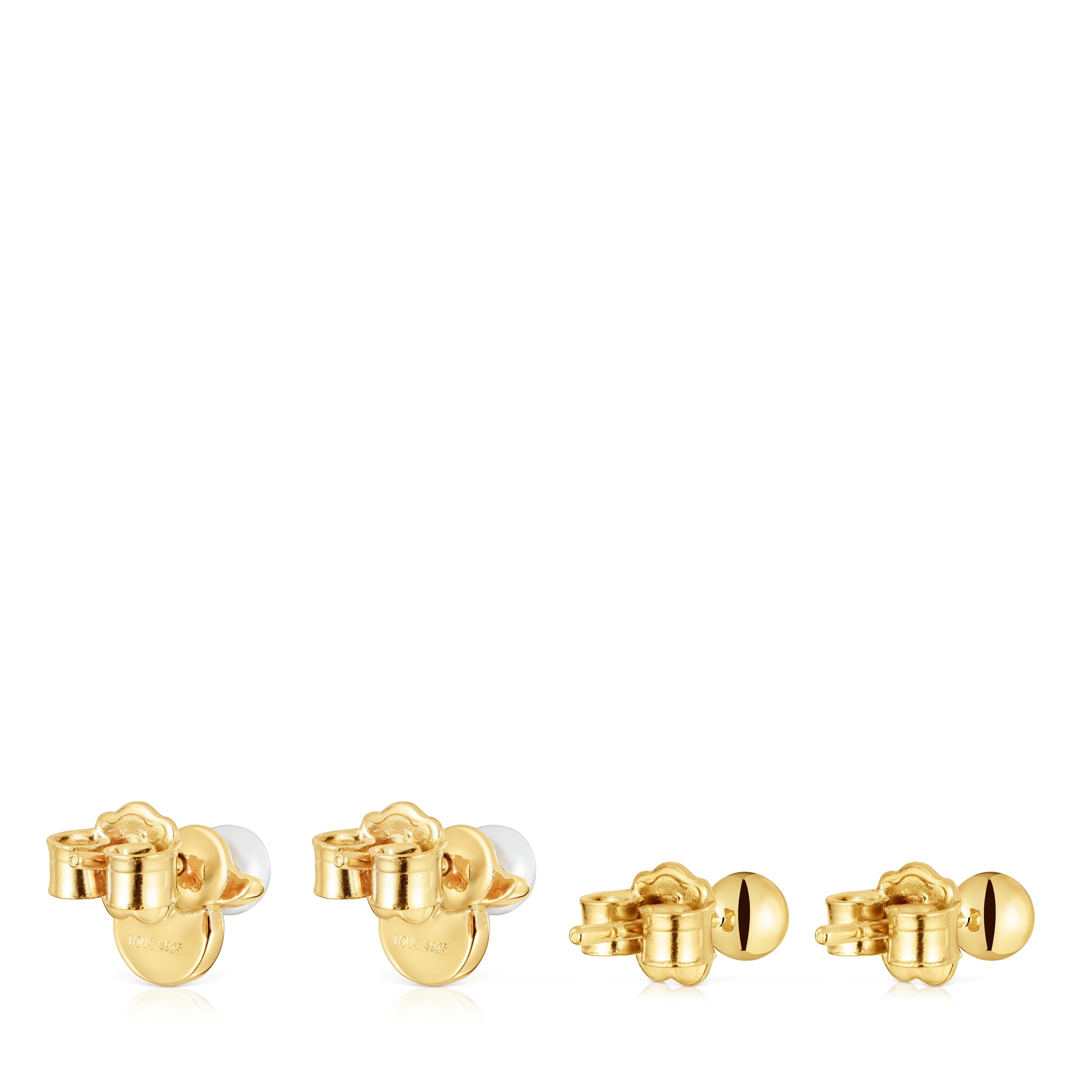 18kt gold plating over silver set of Earrings with duck motif and cultured pearls Virtual Garden