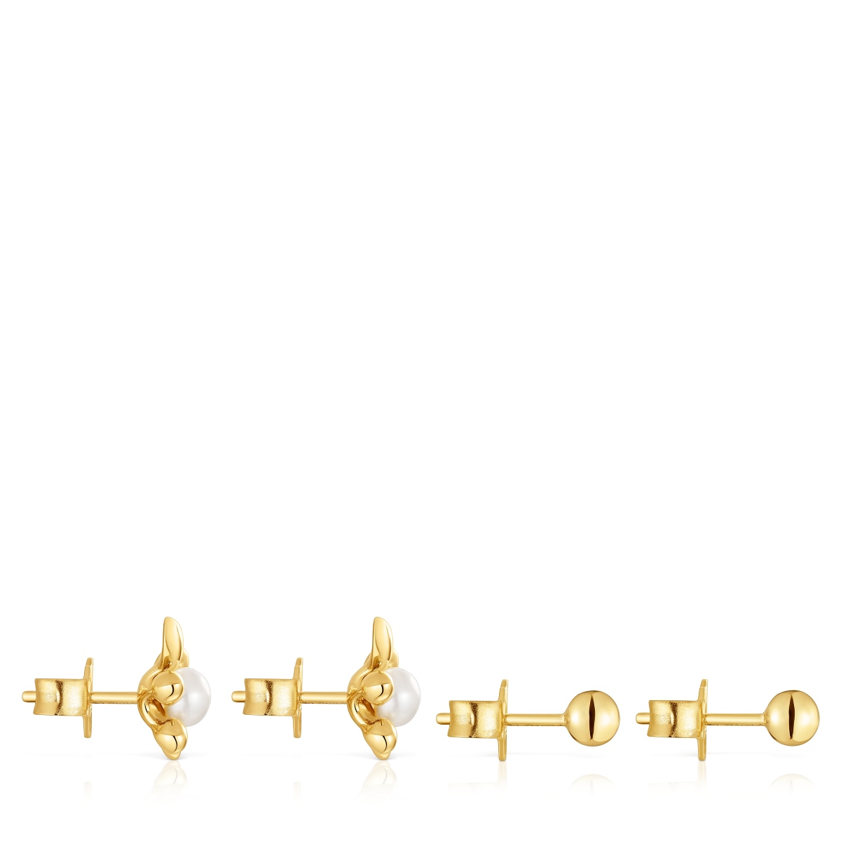 18kt gold plating over silver set of Earrings with tortoise motif and cultured pearls Virtual Garden