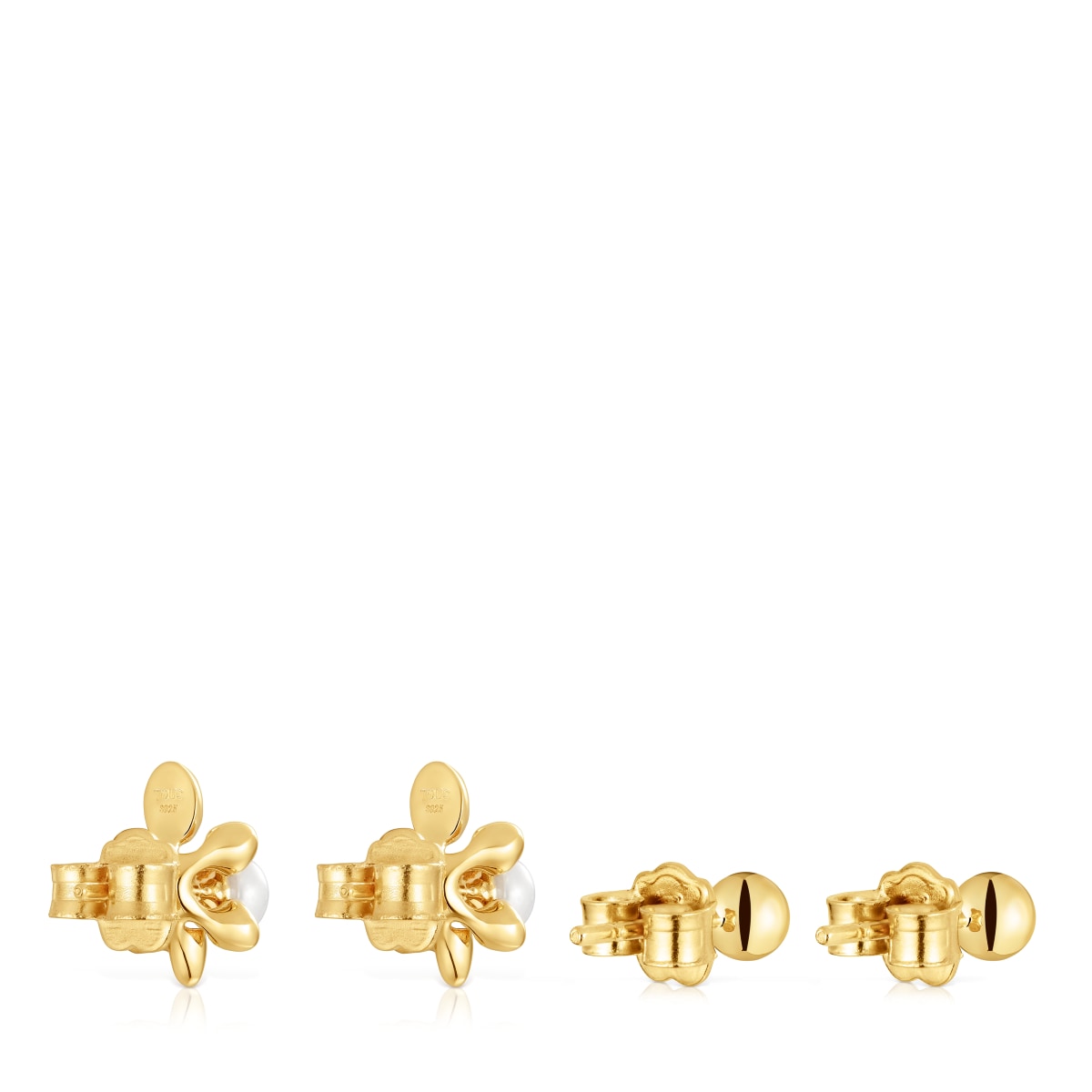 18kt gold plating over silver set of Earrings with tortoise motif and cultured pearls Virtual Garden