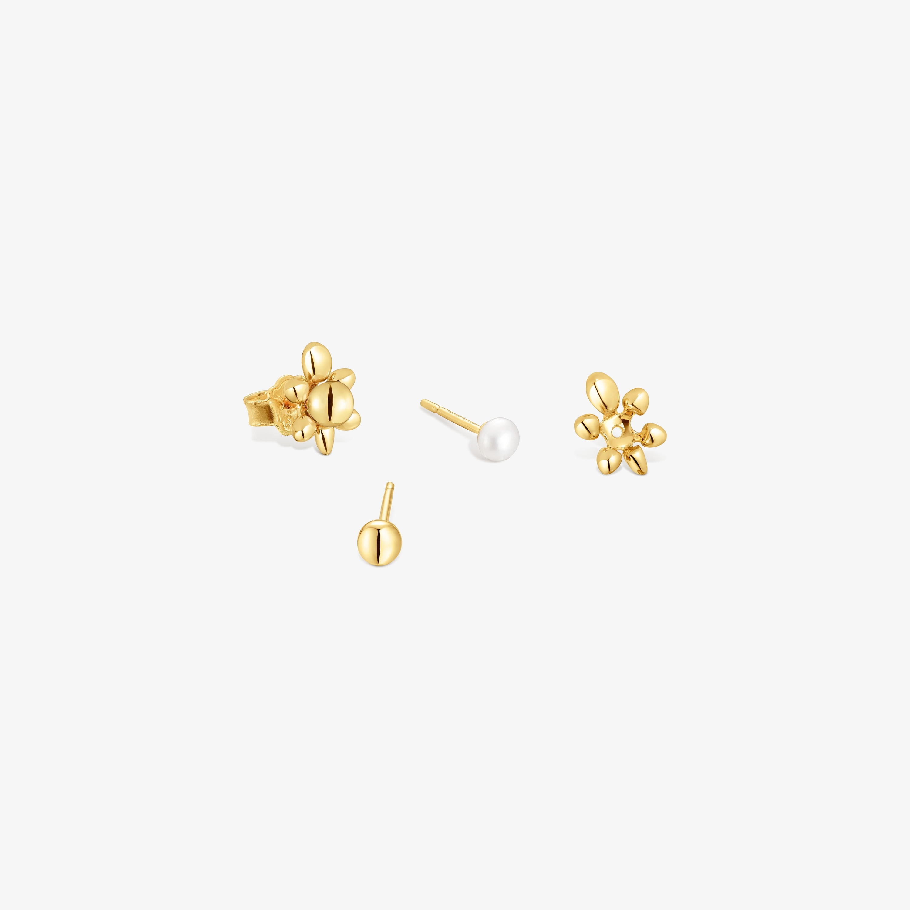 18kt gold plating over silver set of Earrings with tortoise motif and cultured pearls Virtual Garden