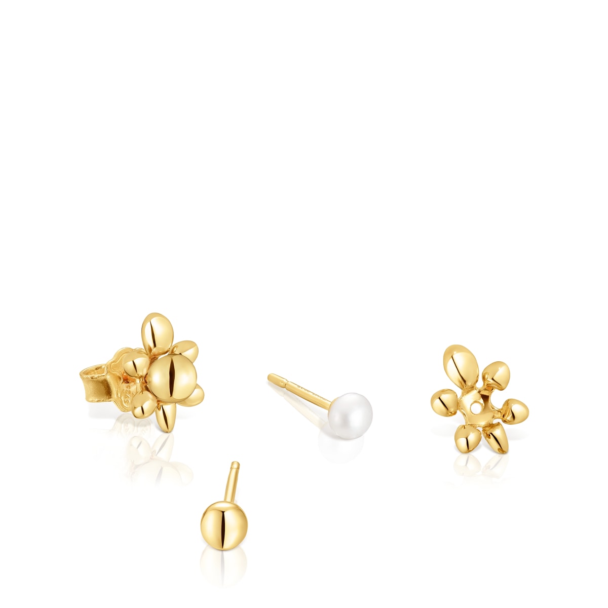18kt gold plating over silver set of Earrings with tortoise motif and cultured pearls Virtual Garden