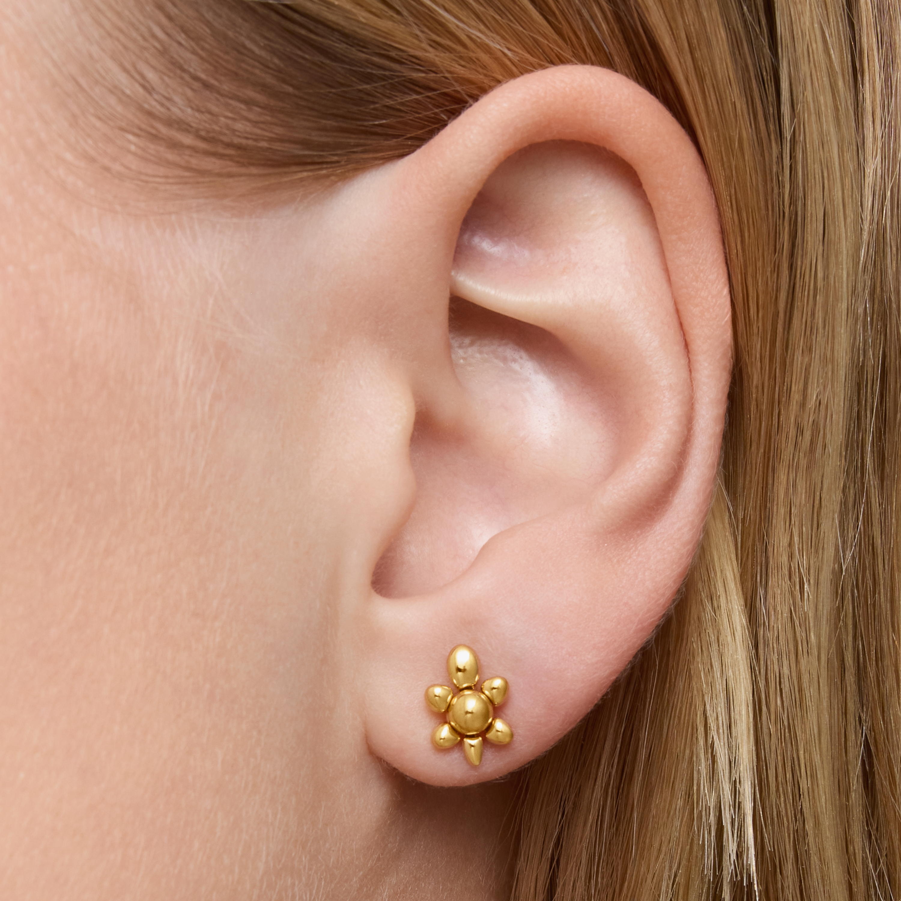 18kt gold plating over silver set of Earrings with tortoise motif and cultured pearls Virtual Garden