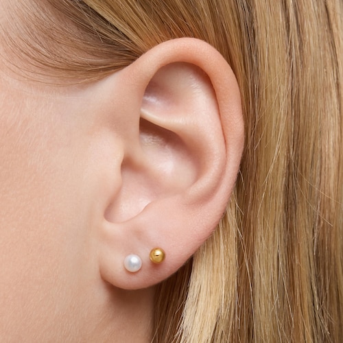 18kt gold plating over silver set of Earrings with tortoise motif and cultured pearls Virtual Garden