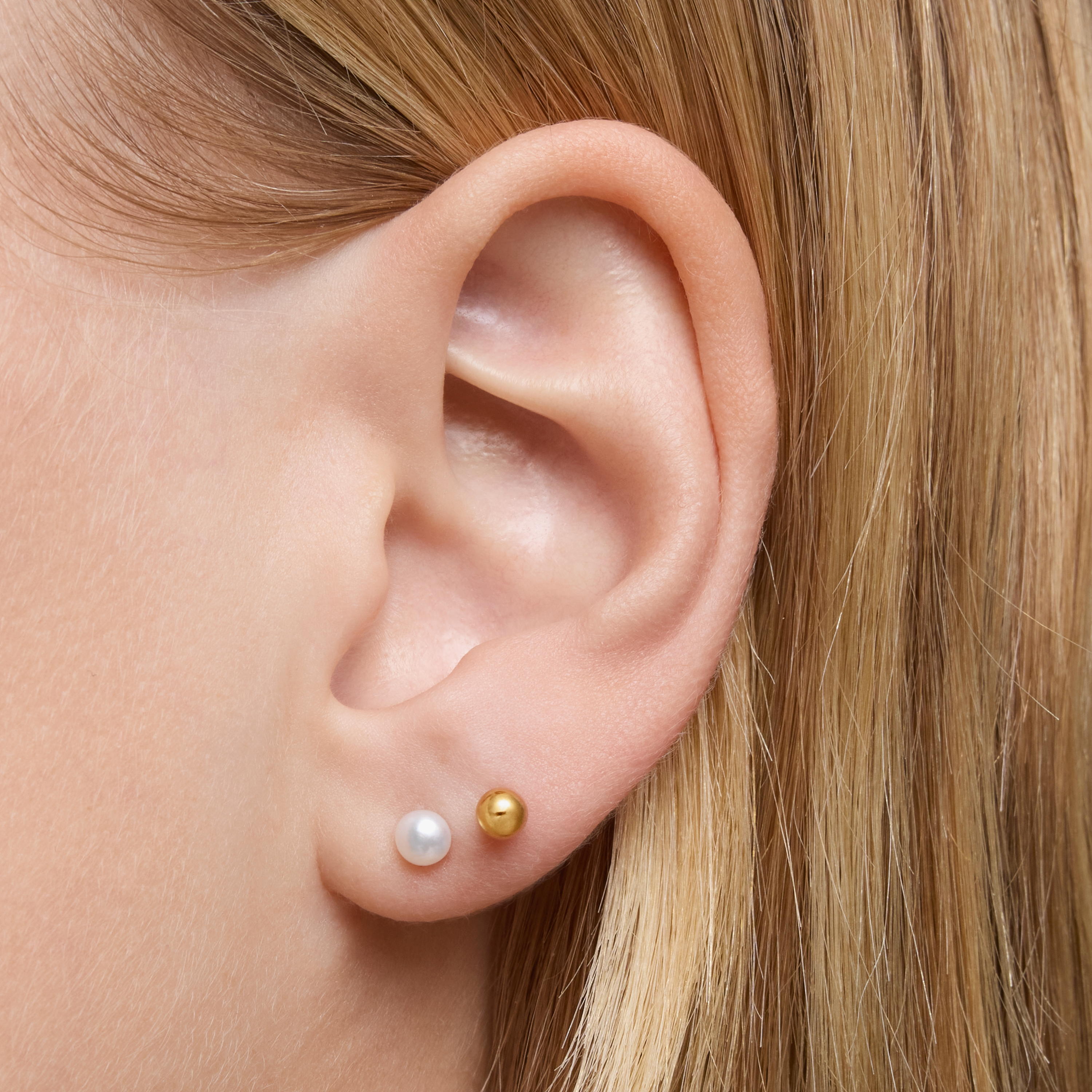 18kt gold plating over silver set of Earrings with flower motif and cultured pearls Virtual Garden