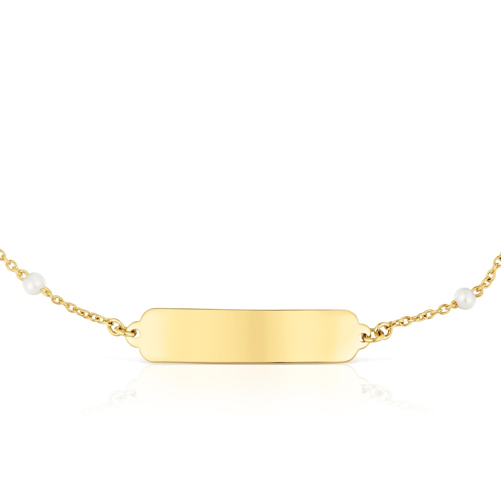 Pulsera placa de oro y perlas cultivadas TOUS Baby image number 3