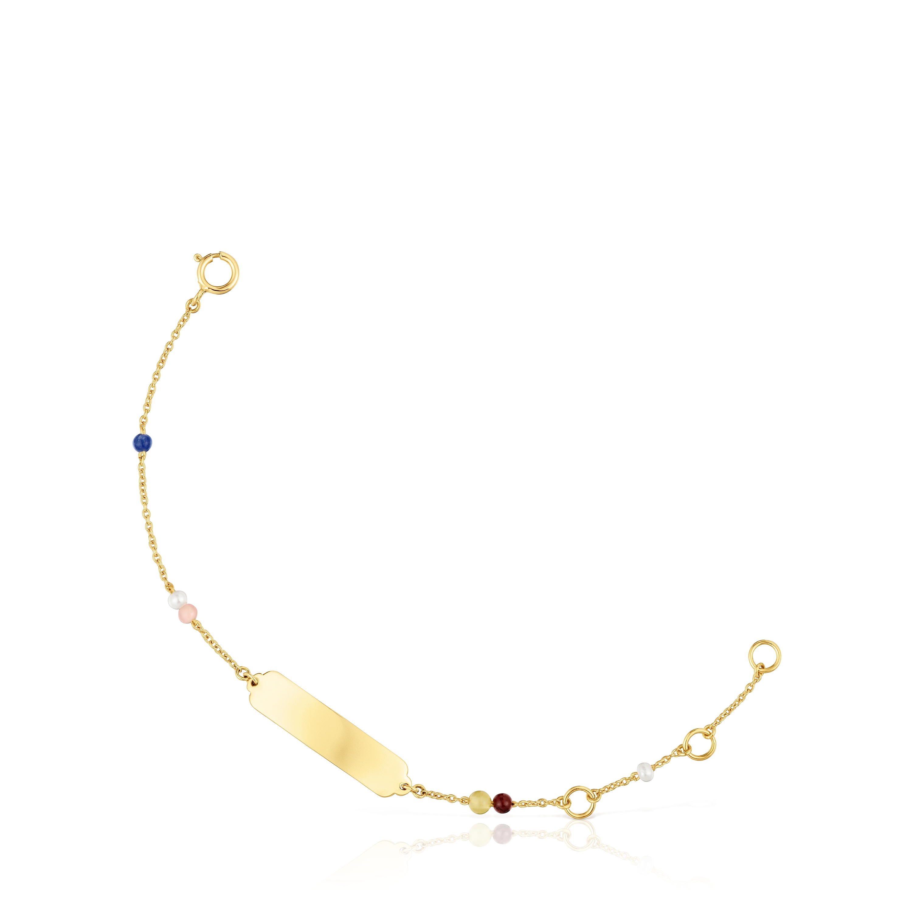 Pulsera placa de oro y gemas TOUS Baby