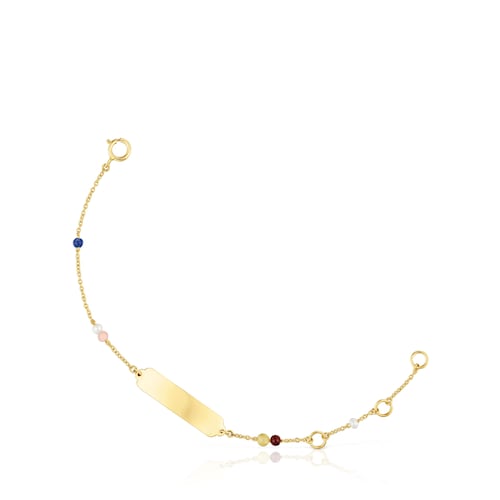 Pulsera placa de oro y gemas TOUS Baby