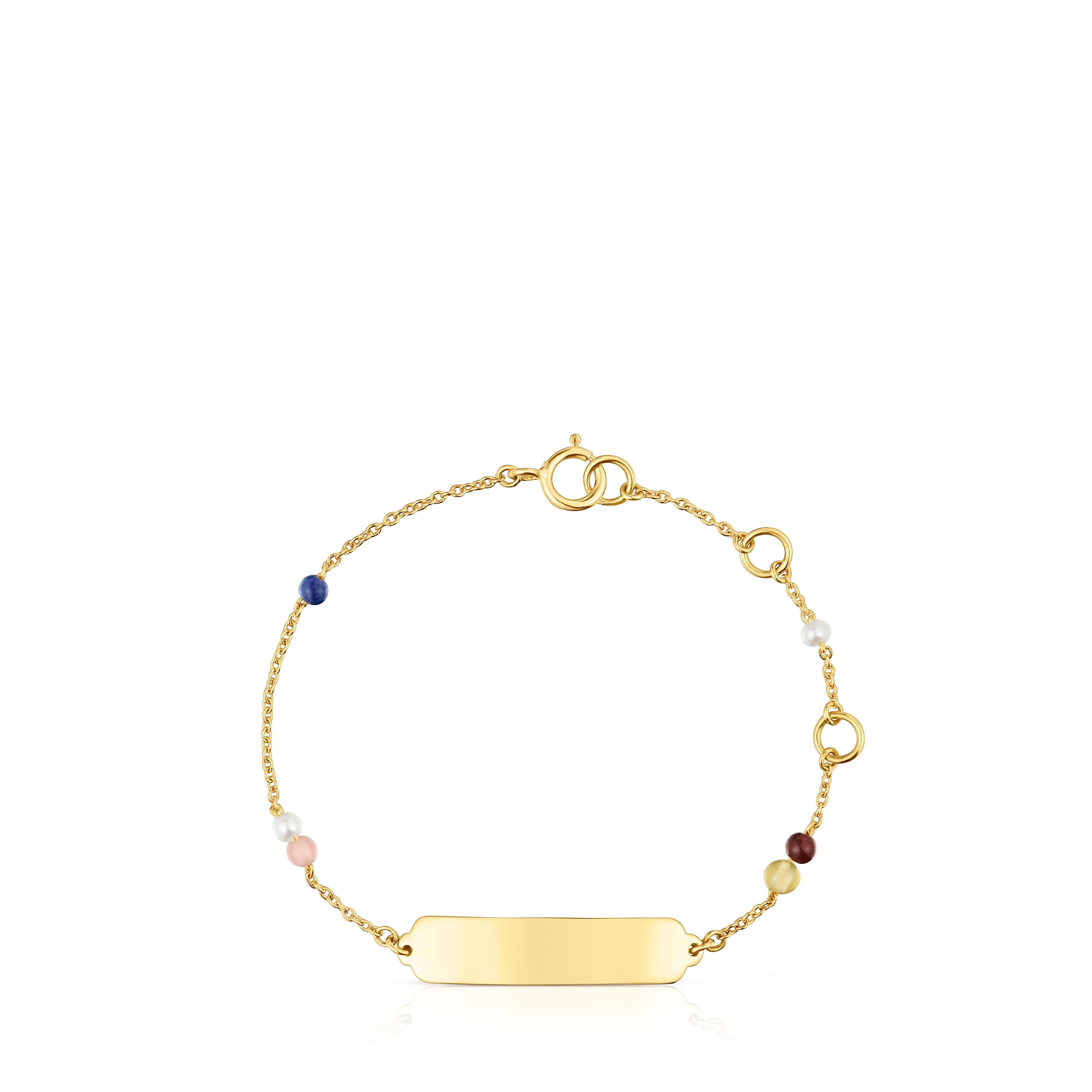 Pulsera placa de oro y gemas TOUS Baby
