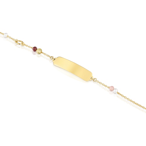 Pulsera placa de oro y gemas TOUS Baby