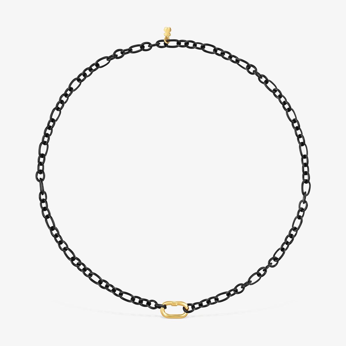 Tous - Collar Corto De Plata Dark Silver Y Anilla Con Baño De Oro 18 Kt Sobre Plata Hold Oval Talla U