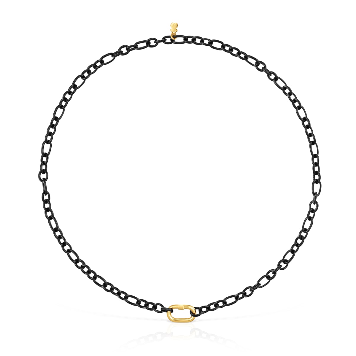 Tous - Collar Corto De Plata Dark Silver Y Anilla Con Baño De Oro 18 Kt Sobre Plata Hold Oval Talla U