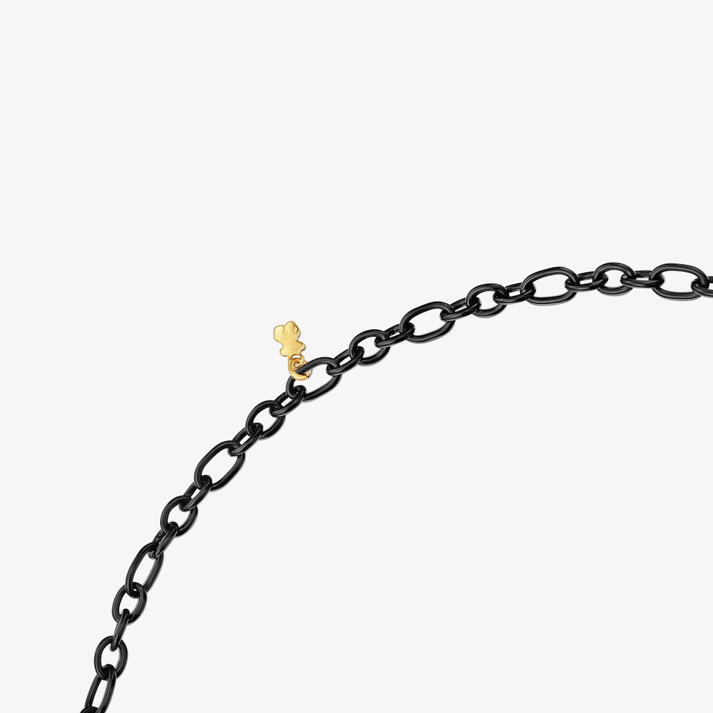 Collier en argent dark silver et anneau en argent plaqu&eacute; or 18&nbsp;ct court Hold Oval