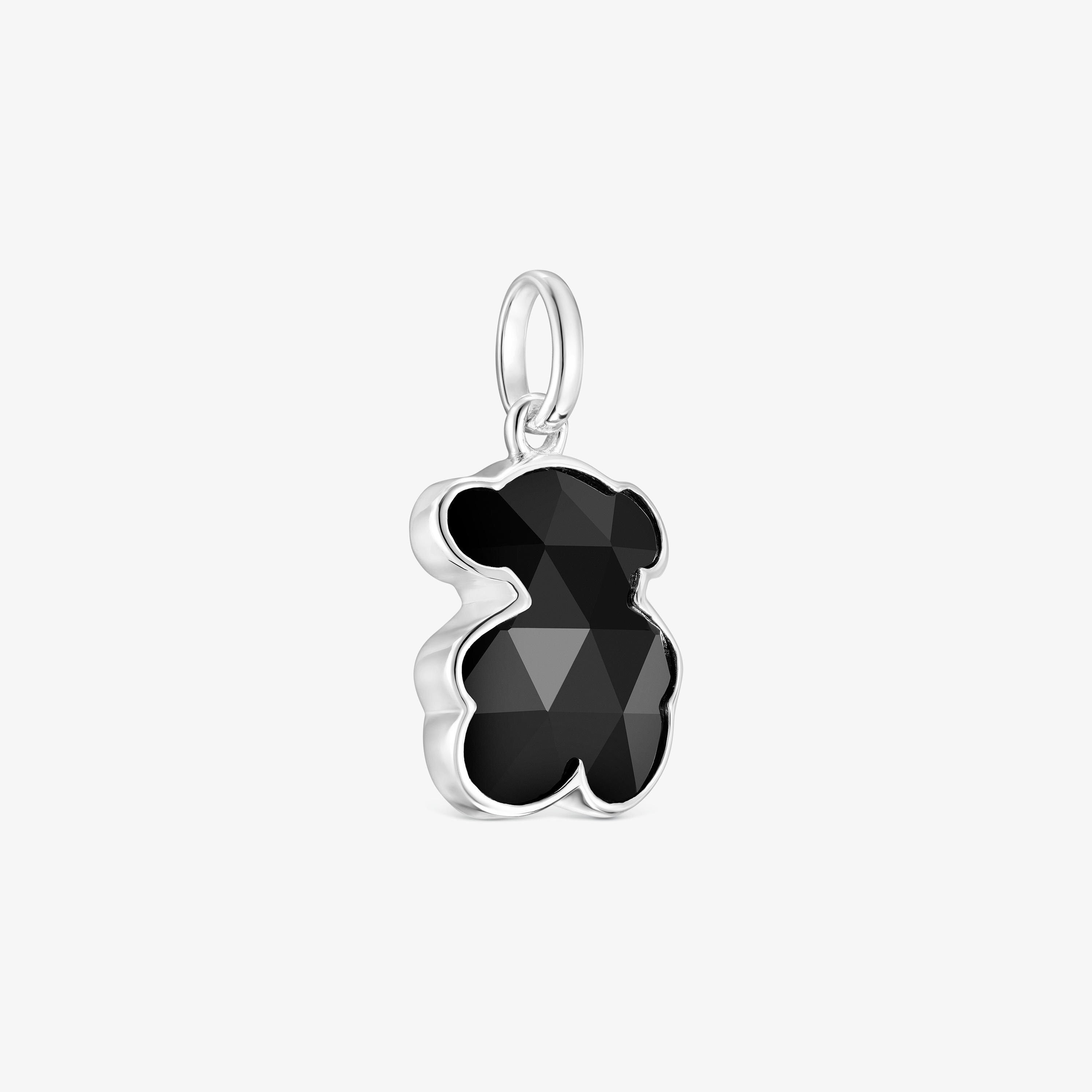Small silver Pendant with onyx bear charm TOUS Icon Color