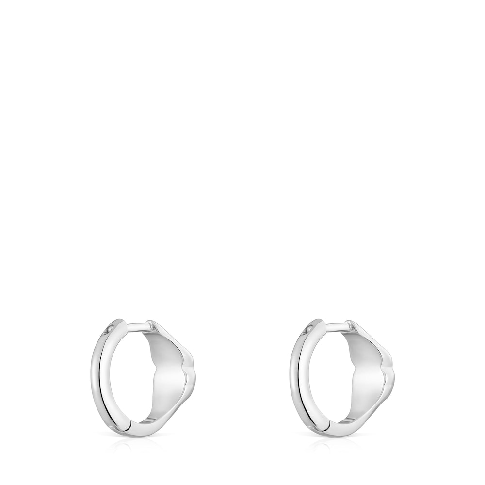 10 mm silver Hoop earrings with onyx bear motif TOUS Icon Color 10 mm silver Hoop earrings with onyx bear motif TOUS Icon Color
