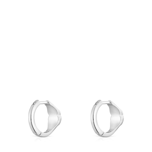 10 mm silver Hoop earrings with onyx bear motif TOUS Icon Color