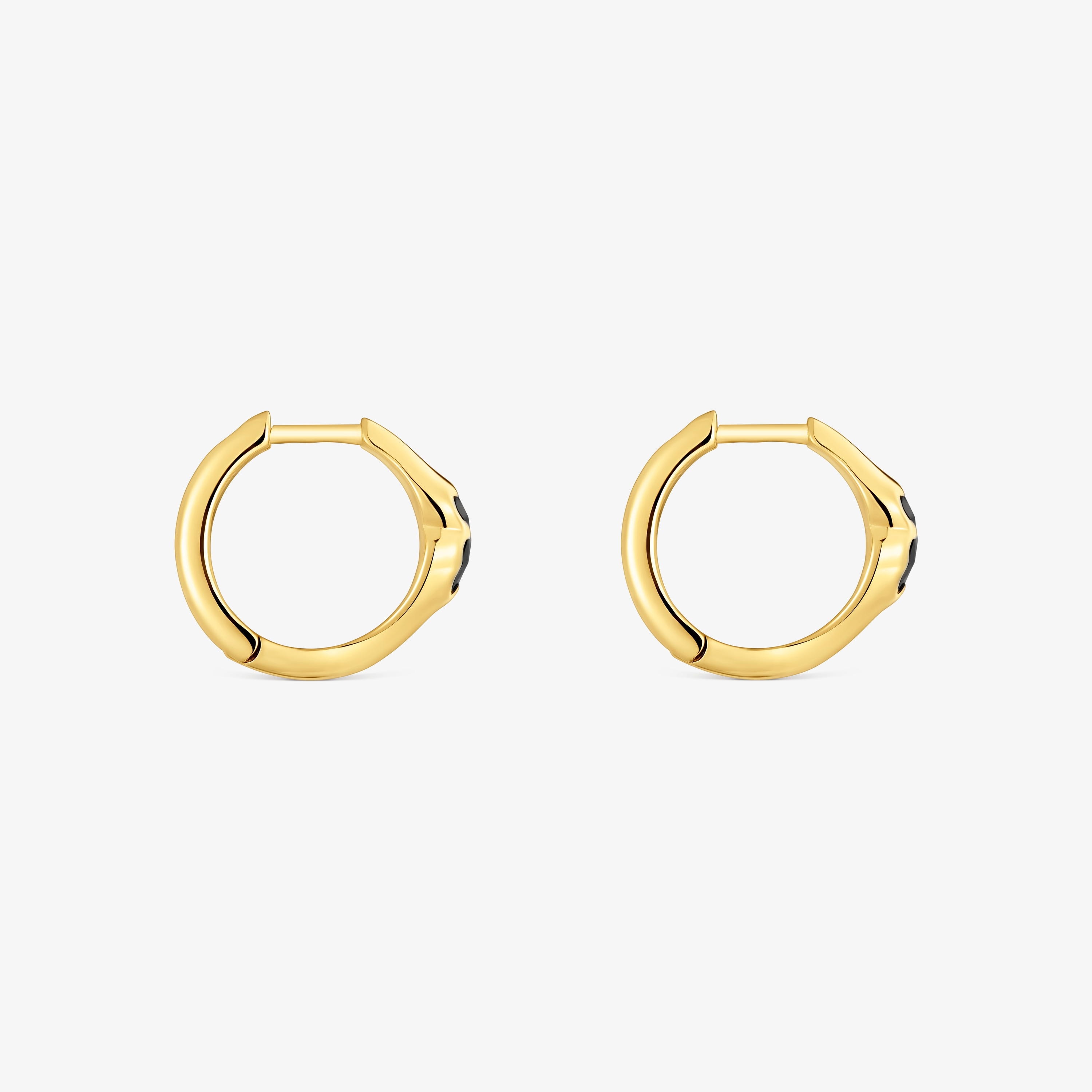 mm 18K gold over silver Hoop earrings with onyx bear motif TOUS Icon Color