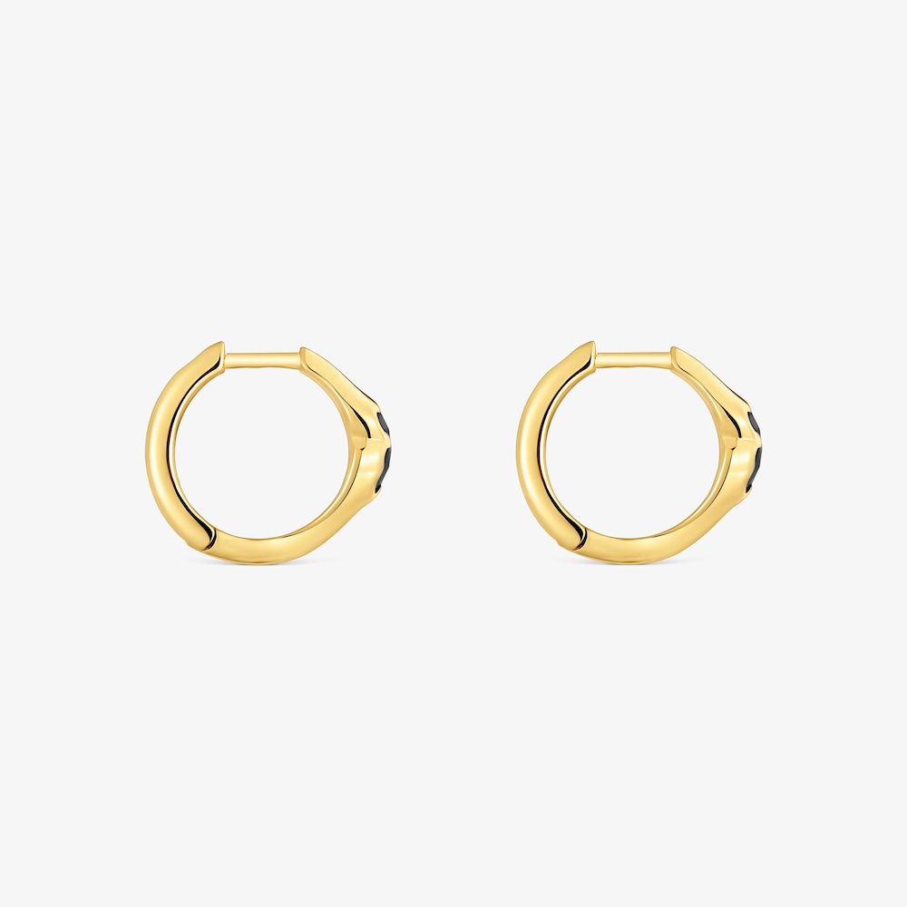 10&nbsp;mm gro&szlig;e Creolen TOUS Icon Color aus 18&nbsp;kt vergoldetem Silber mit B&auml;renmotiv aus Onyx