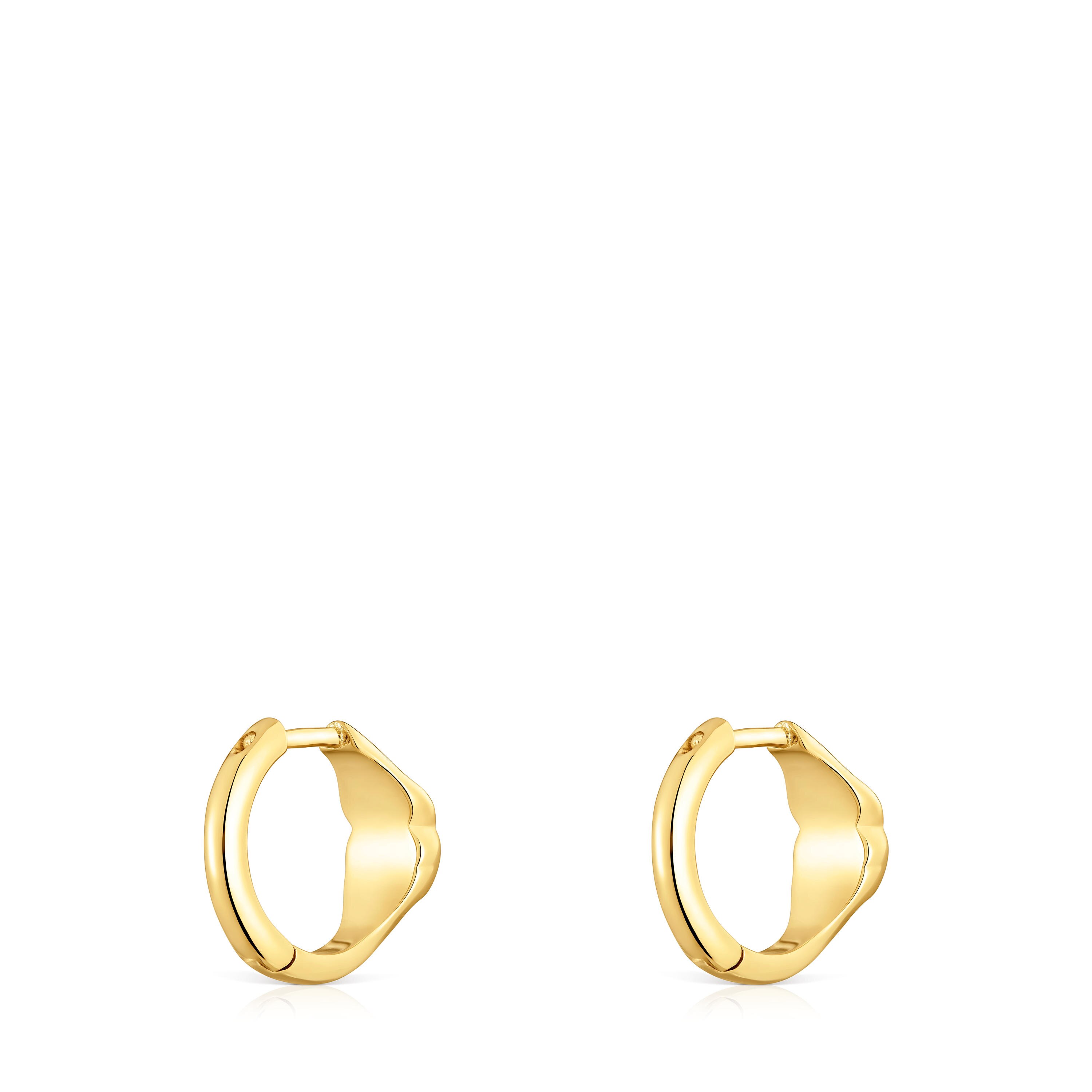 10 mm 18kt gold over silver Hoop earrings with onyx bear motif TOUS Icon Color