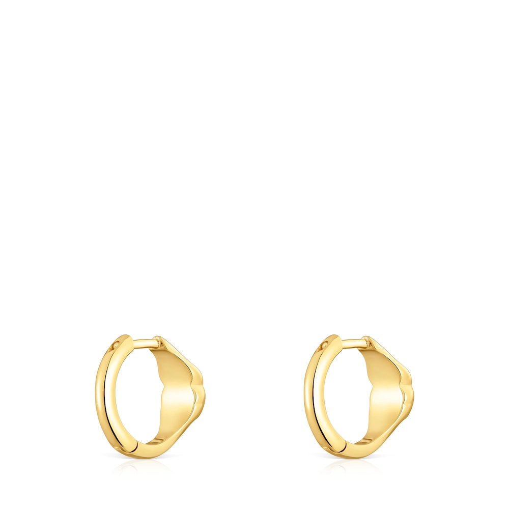 Pendientes de aro con baño de oro 18 kt sobre plata y motivo oso en ónix 10 mm Icon Color image number 2