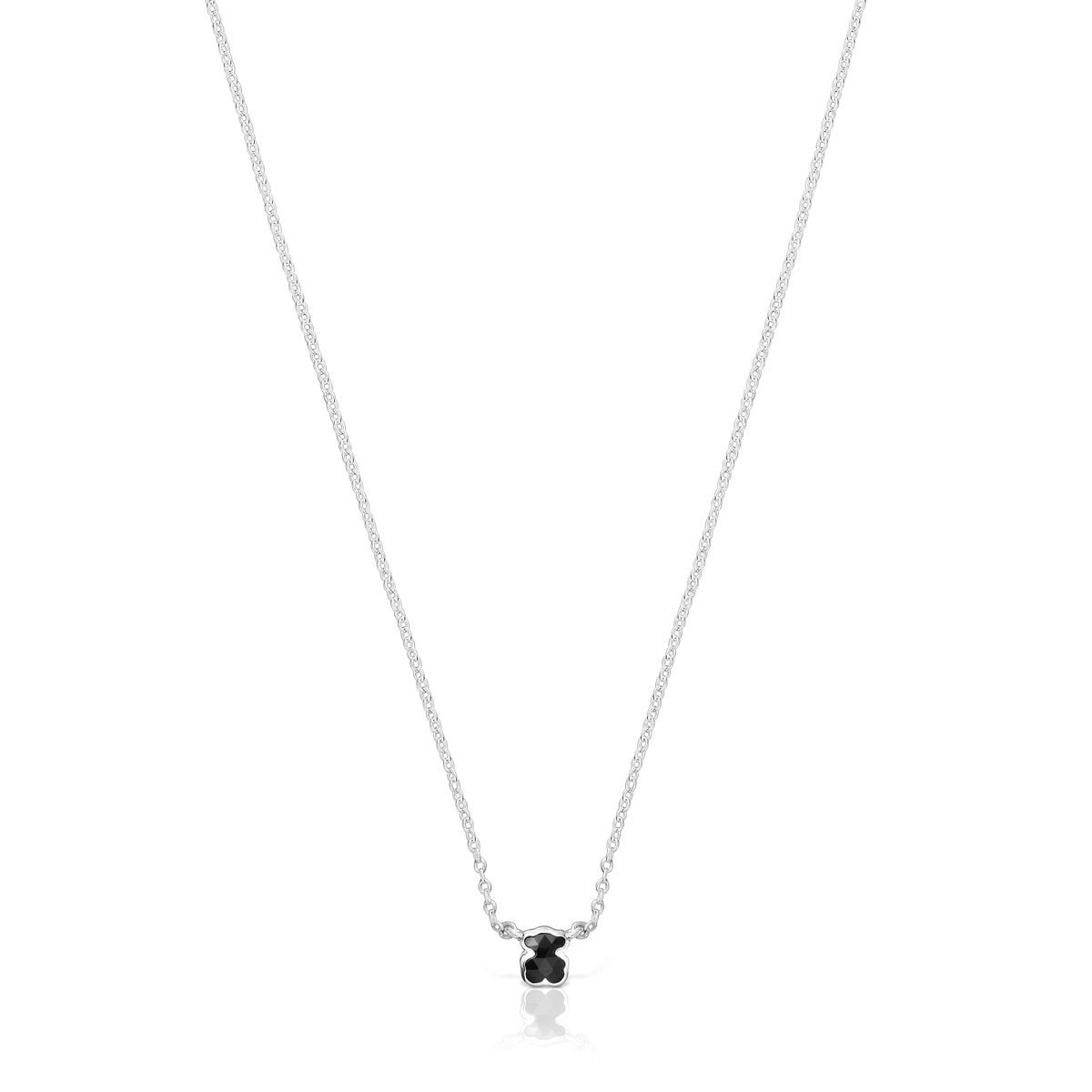 Short silver Necklace with small bear motif in onyx TOUS Icon Color